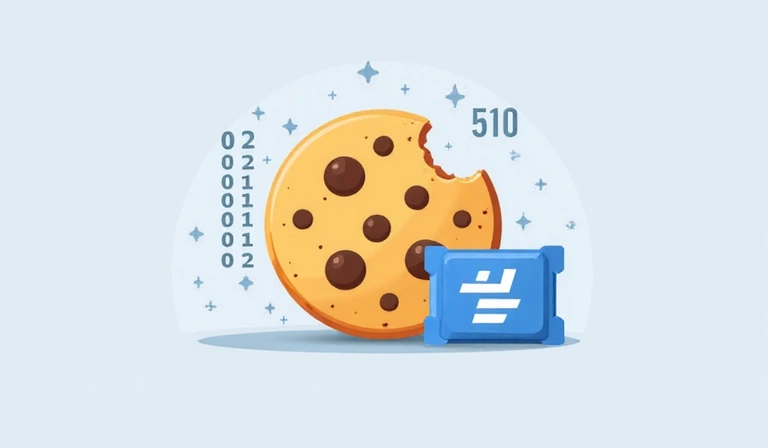 Ilustración de una galleta digital representando una cookie de navegador