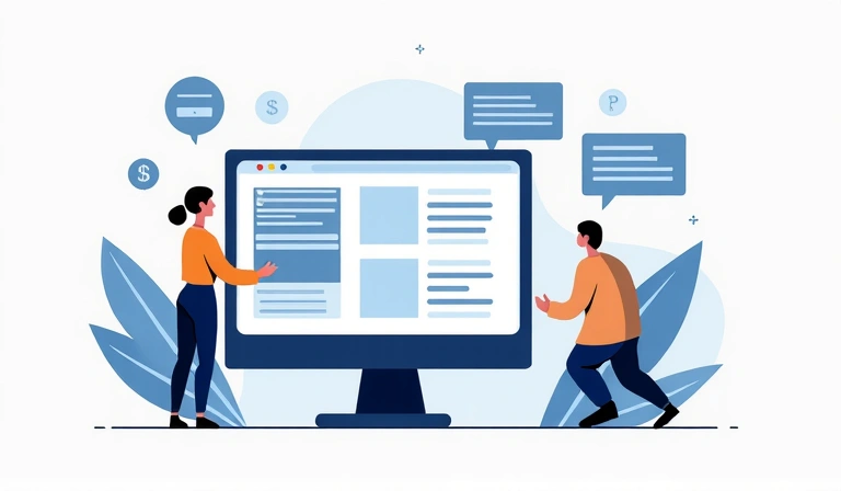 Ilustración de personas interactuando con dispositivos digitales, simbolizando uso ético de la web